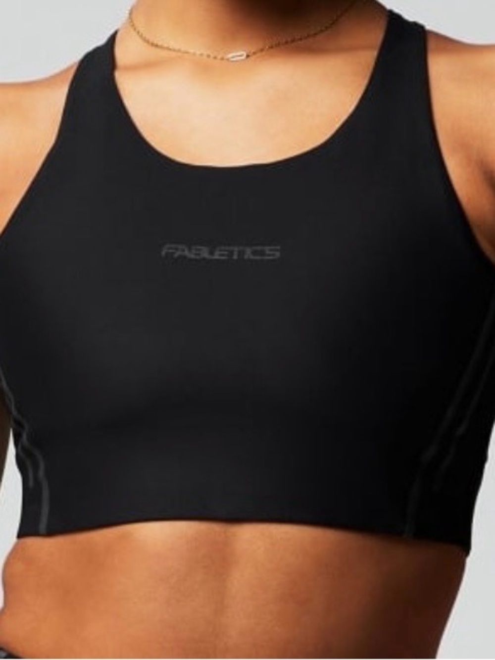 Fabletics Black Scoop-Neck Crop Sports Bra